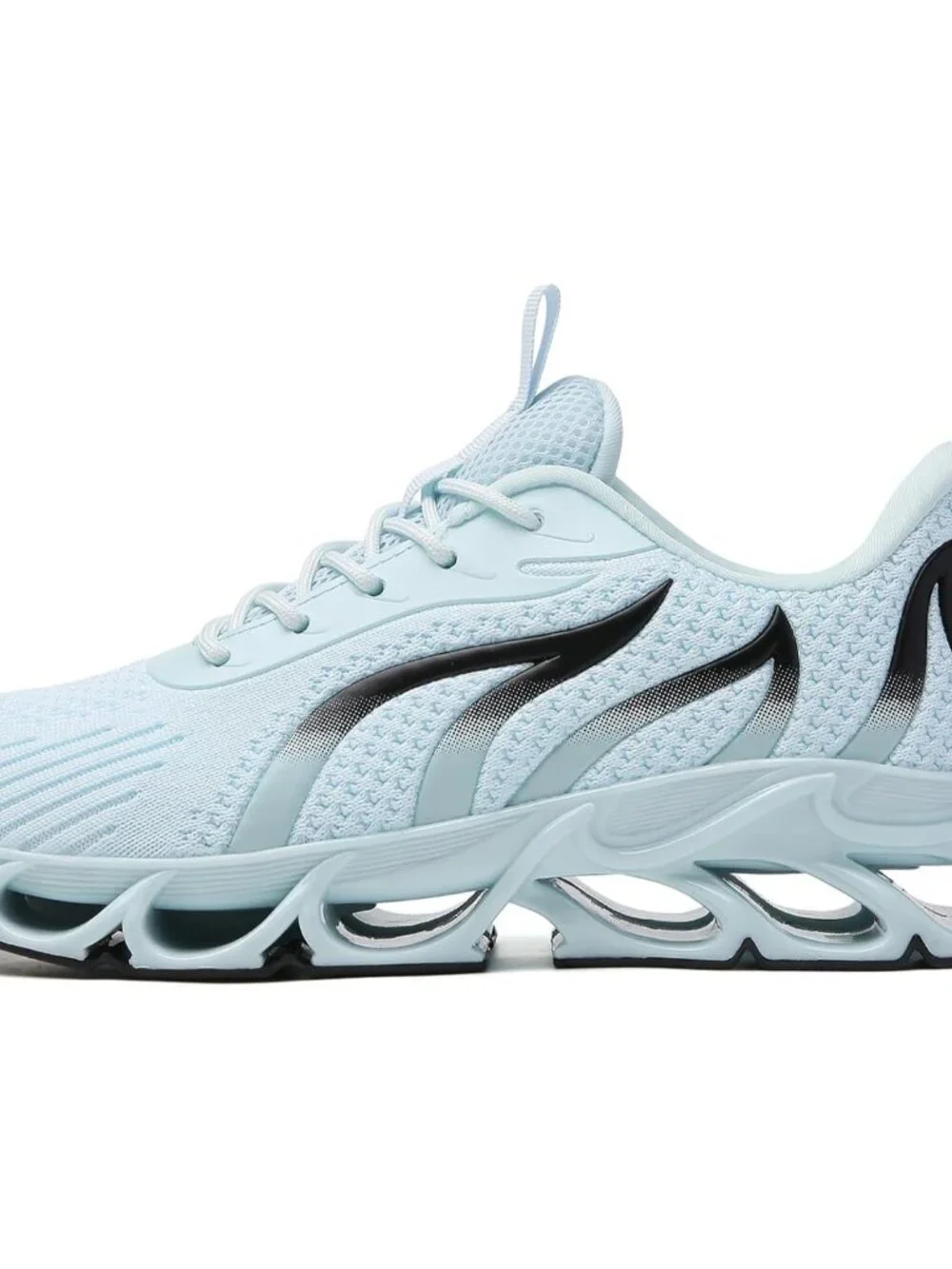 Women's Light Blue Mesh Sneakers Athletic Running Walking Shoes Lace-up